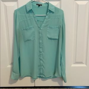 Express portofino shirt (M) Mint/Seafoam